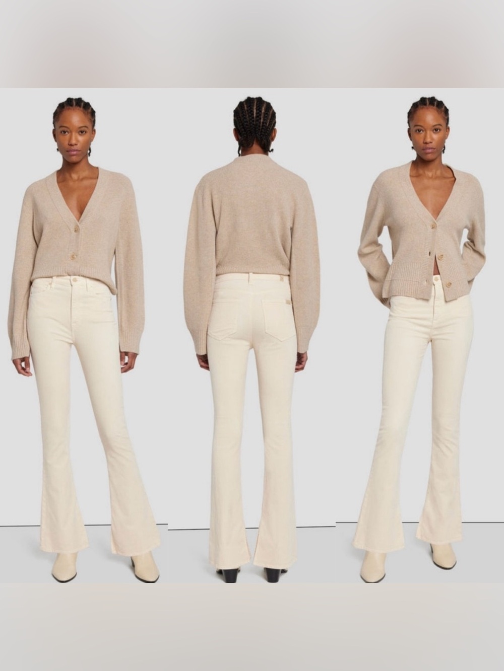 7 For All Mankind Ultra High Rise Skinny Boot Corduroy in Tapioca Size 31 EUC
